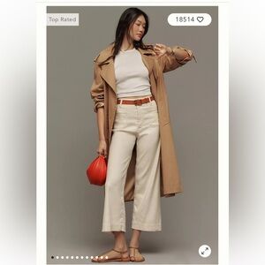 The Colette White Linen Blend Crop Wide-Leg Pants by Maeve-Anthropologie, Sz 26